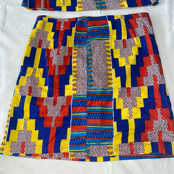 Osei Duro Geo Print Skirt Top Set Size S Anthropologie Designer Art To Wear - Picture 2 of 12